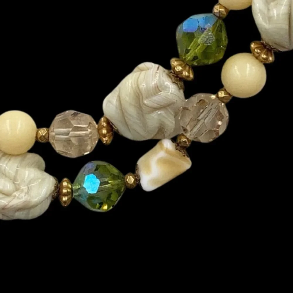 Vintage Signed Regency Jewelry Art Glass Bead Necklace